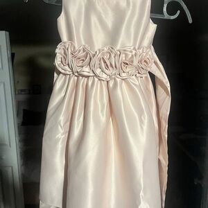 Elegant Cream Kids Dress with Floral Waistband